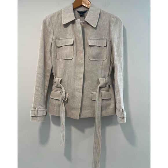 Brooks Brothers 100% Linen Jacket Woven In Ireland Button Down Size 10 JL - Picture 1 of 11